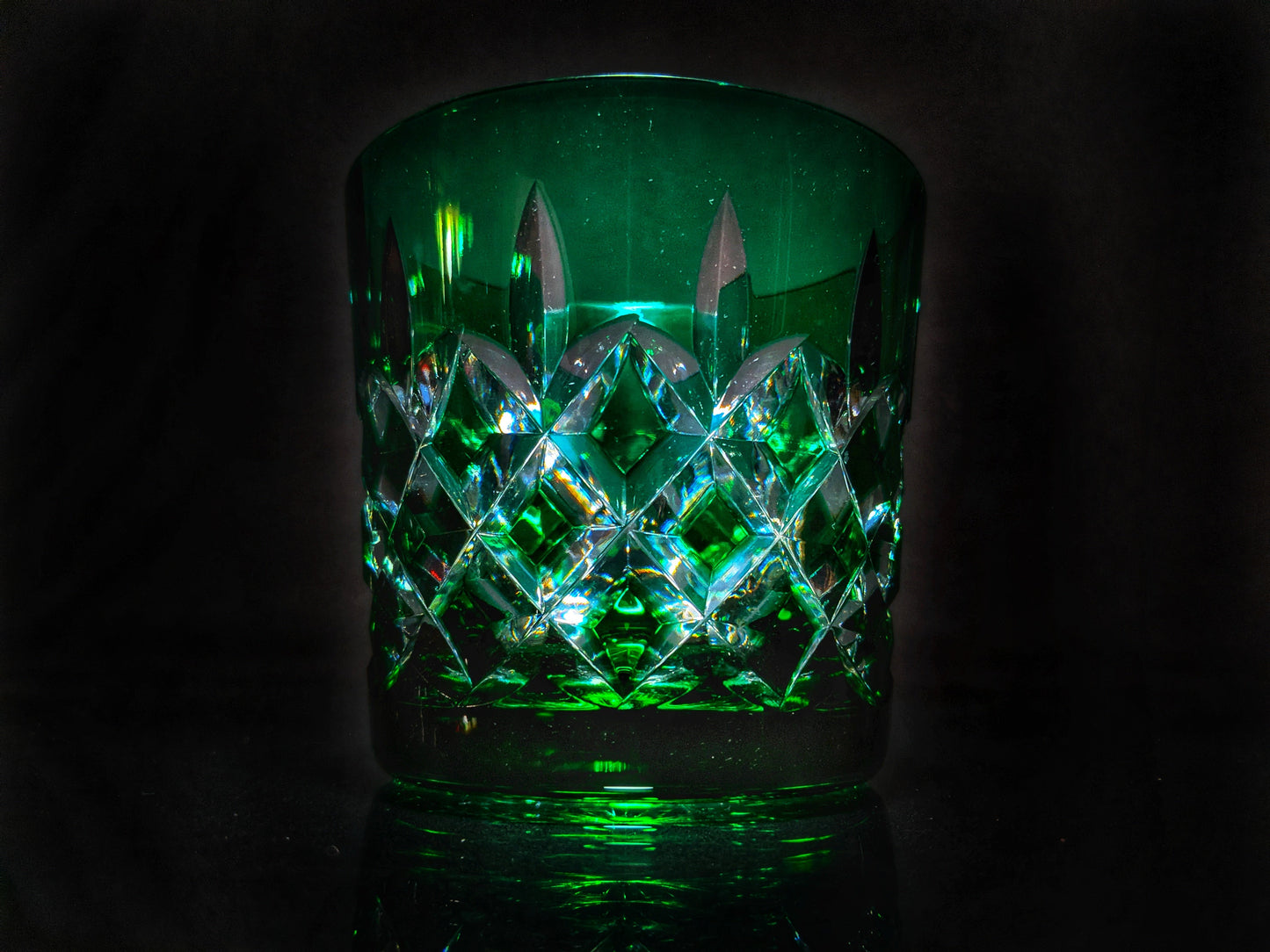 AJKA Colored Crystal Old Fashioned Glasses with Ice Bucket