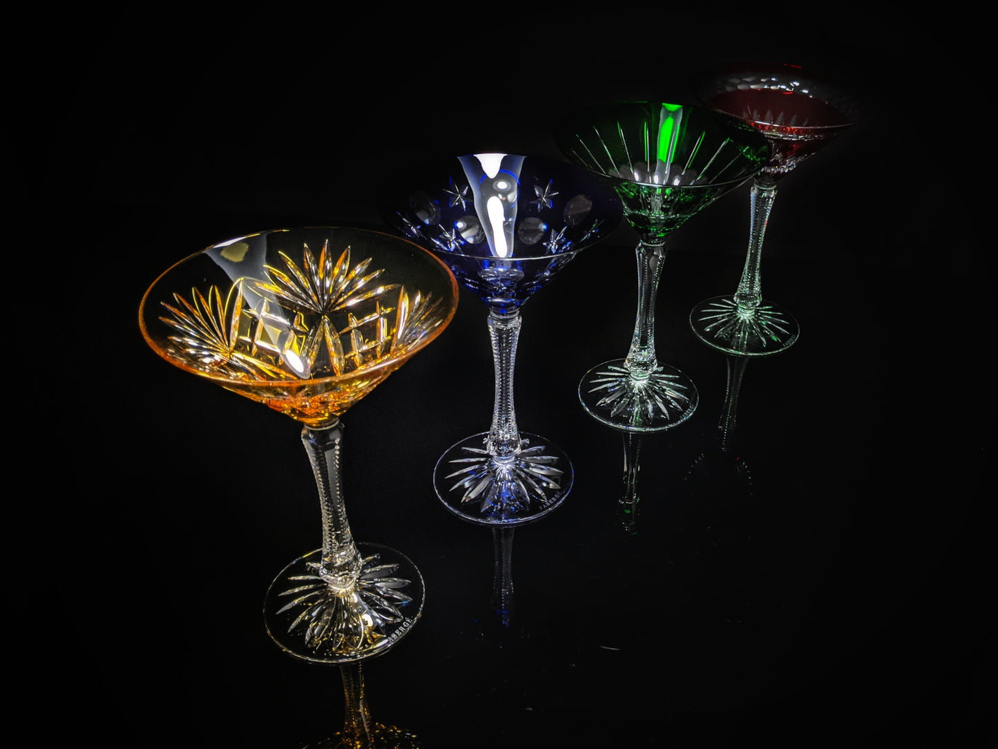 Faberge Crystal Martini Glasses Set Of 4 New In Presentation box