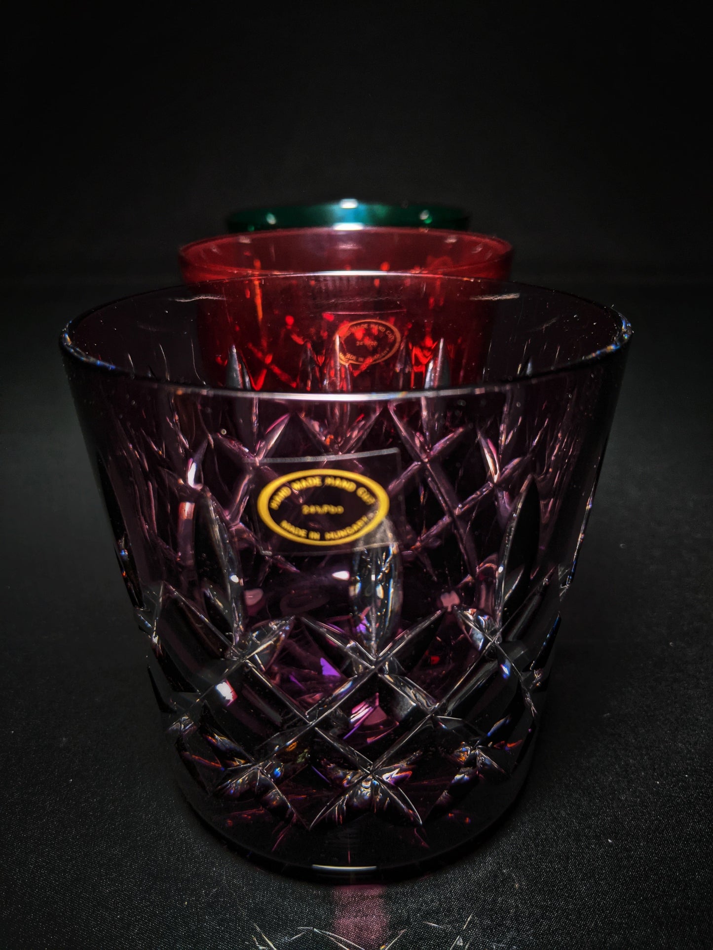 AJKA Colored Crystal Old Fashioned Glassess with Ice Bucket