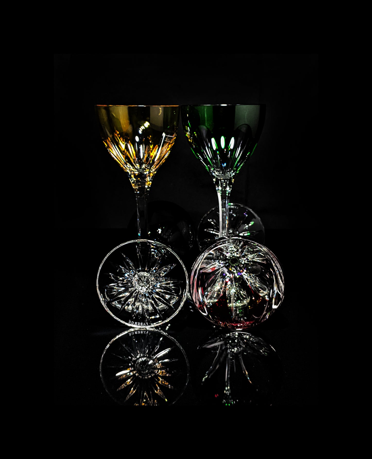 Faberge Regency Colored Crystal Goblets NIB