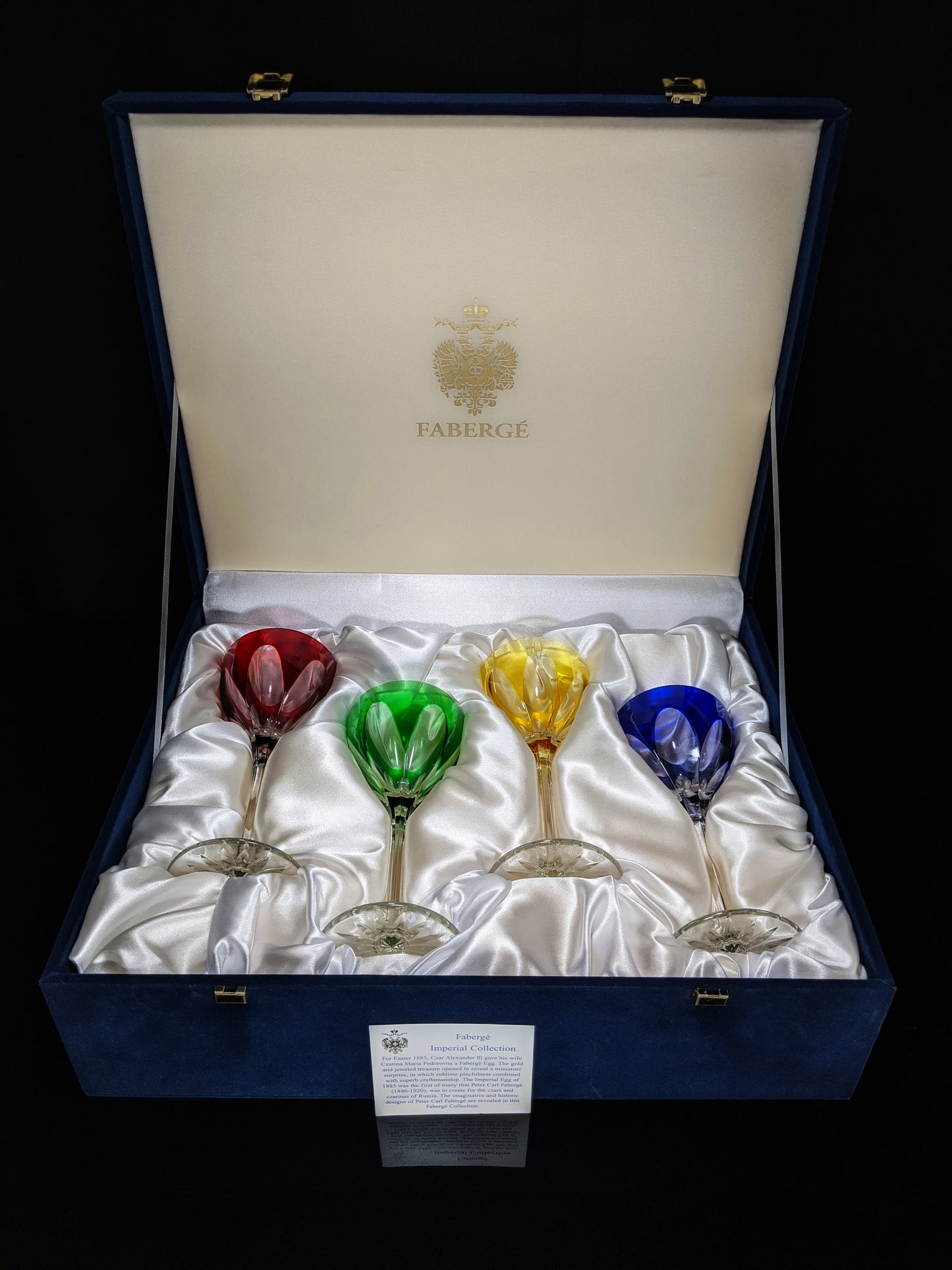 Faberge Regency Colored Crystal Goblets NIB