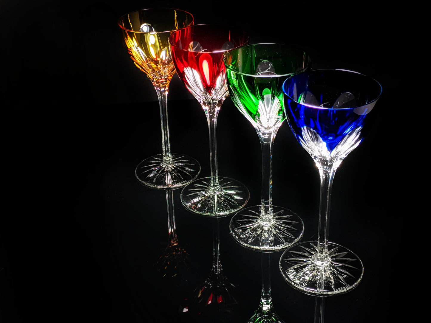 Faberge Lausanne Colorful Crystal Glasses NIB