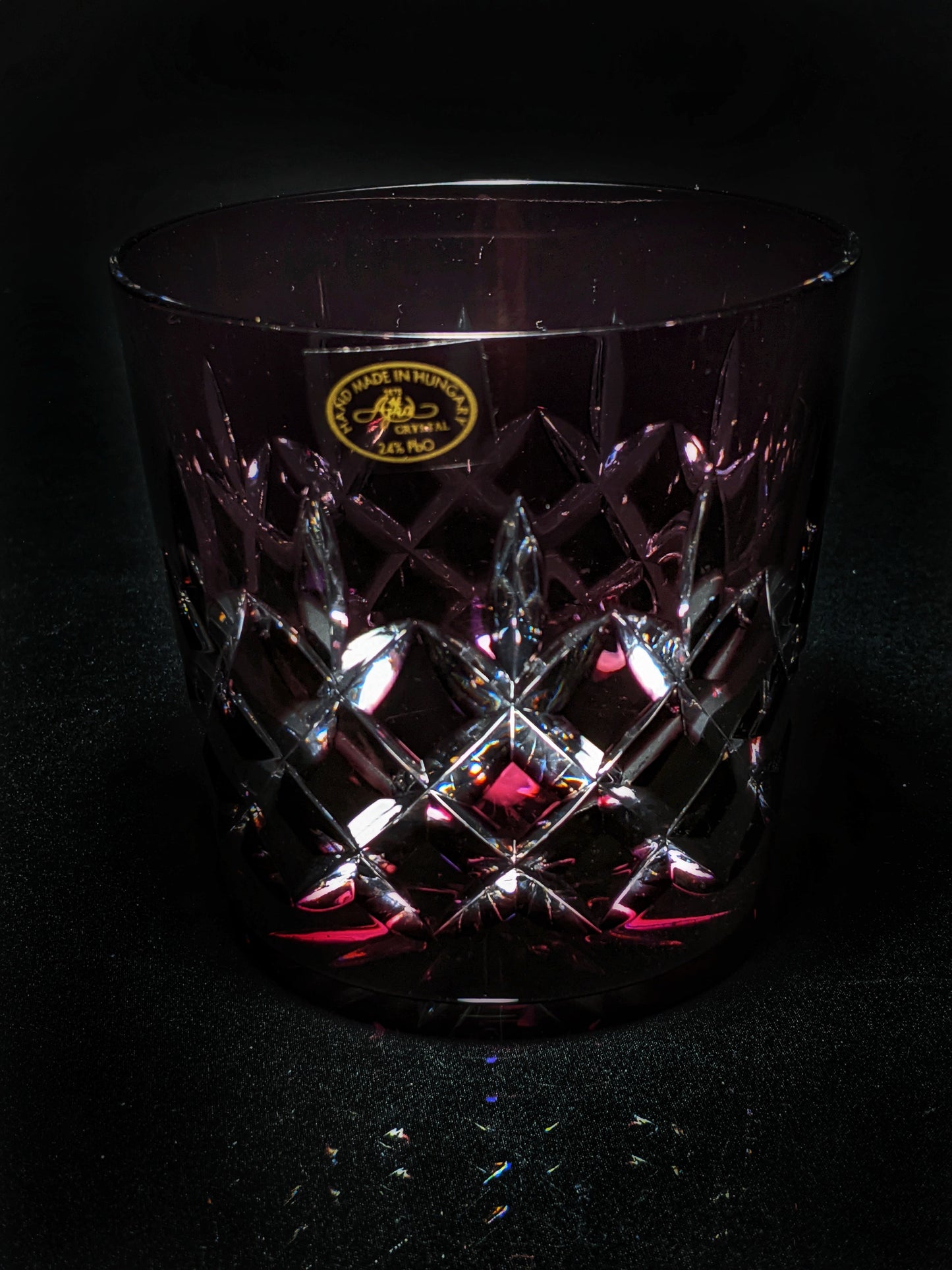 AJKA Colored Crystal Old Fashioned Glasses with Ice Bucket