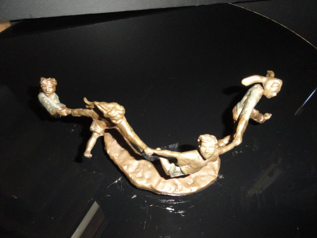 Mark Hopkins " Crack the Whip " Bronze Sculpture