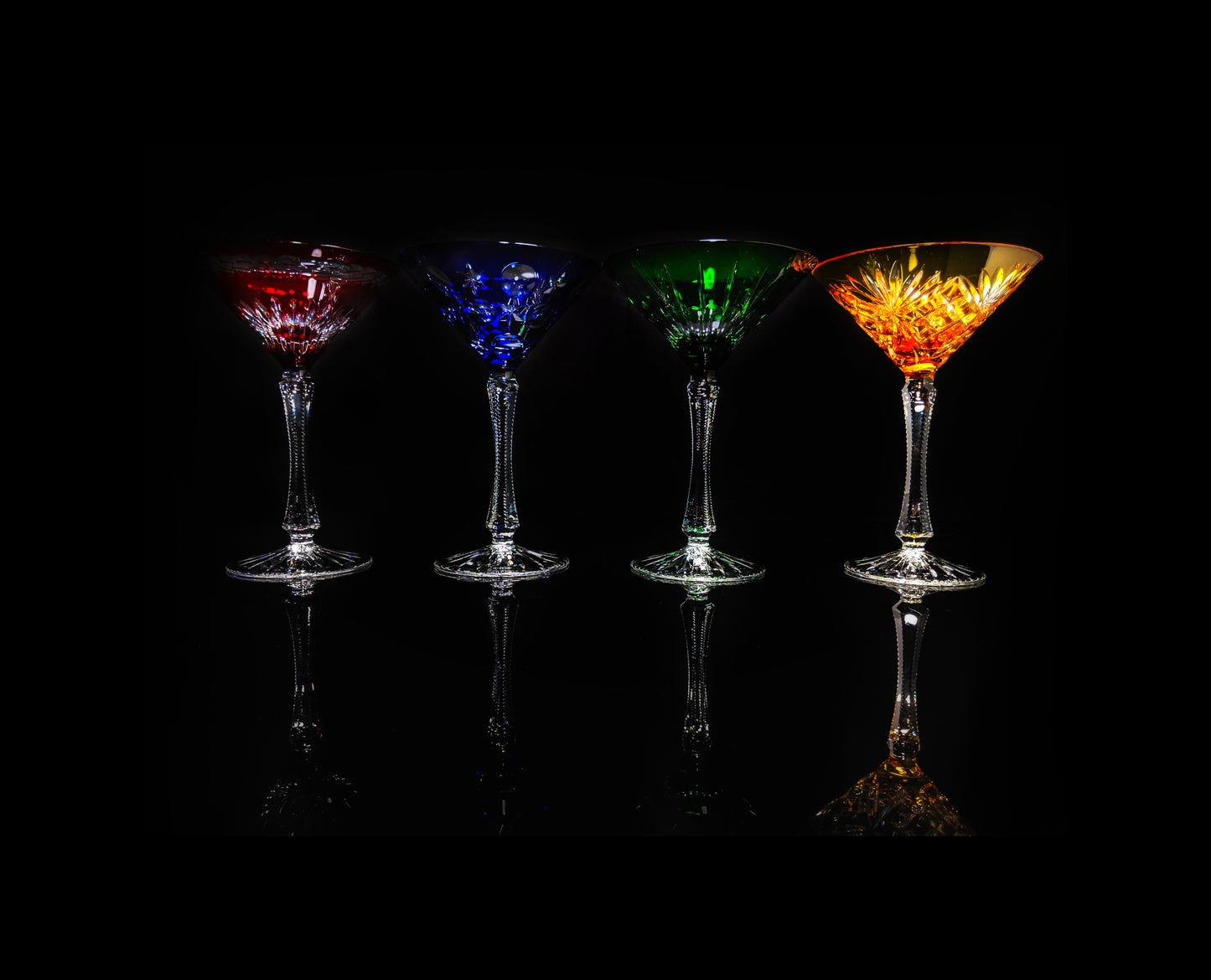 Faberge Crystal Martini Glasses Set Of 4 New In Presentation box