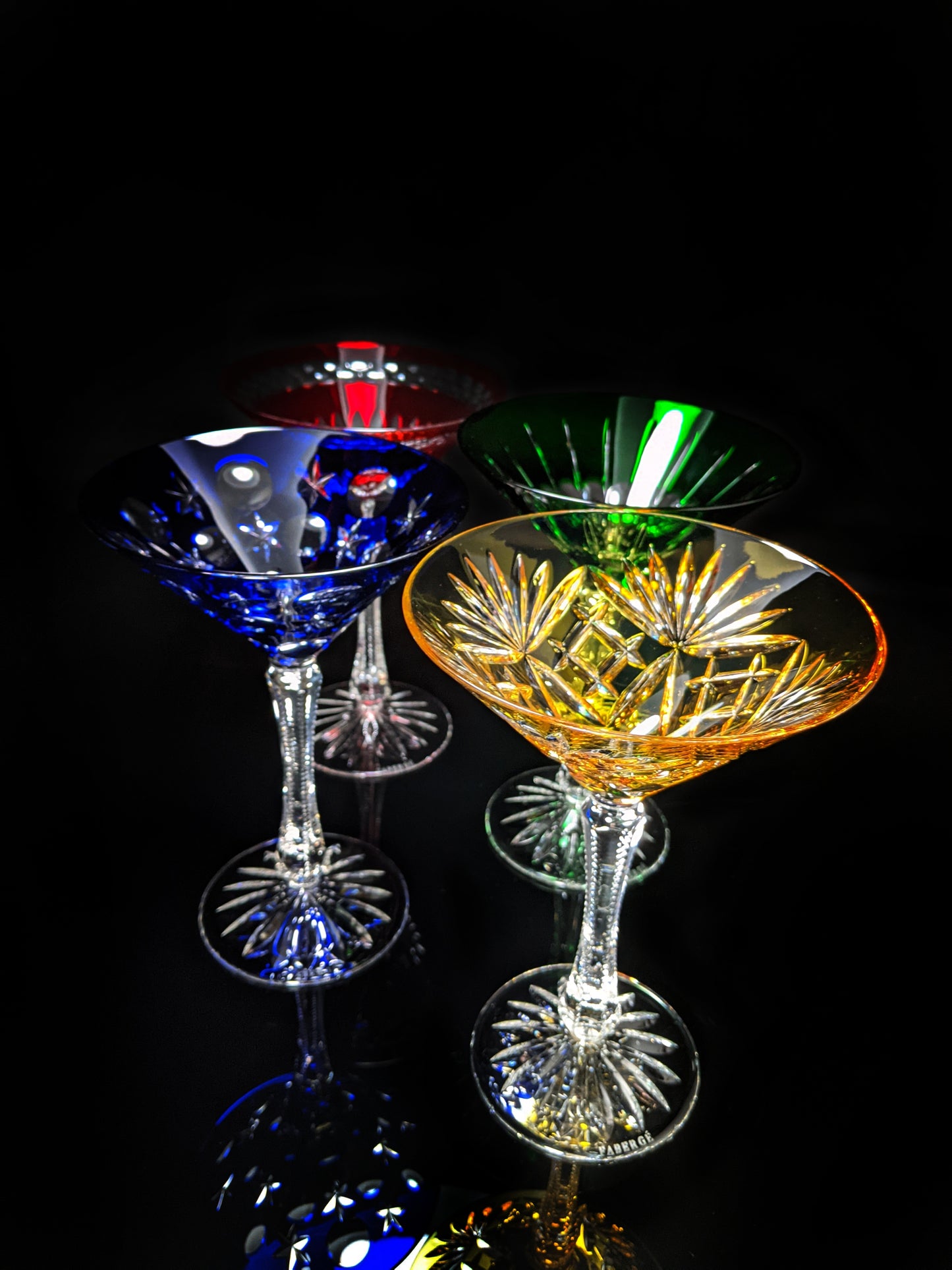 Faberge Crystal Martini Glasses Set Of 4 New In Presentation box