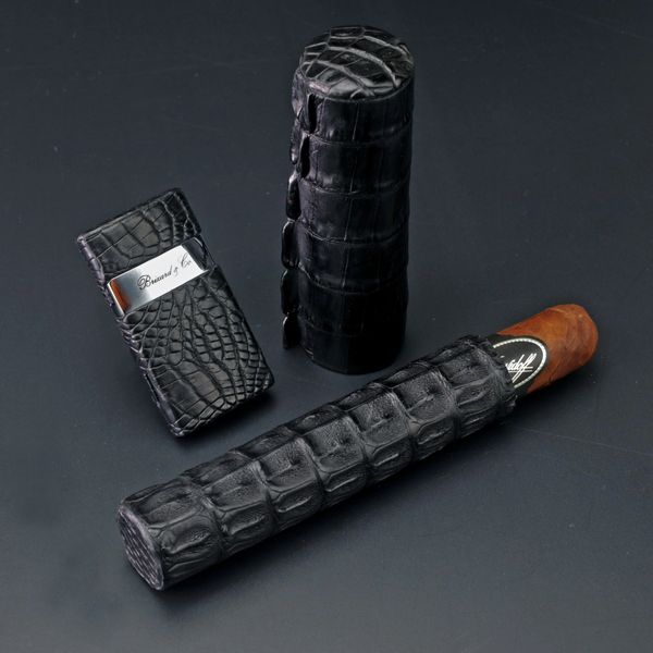 The Single Cigar Tube - Stingray Black