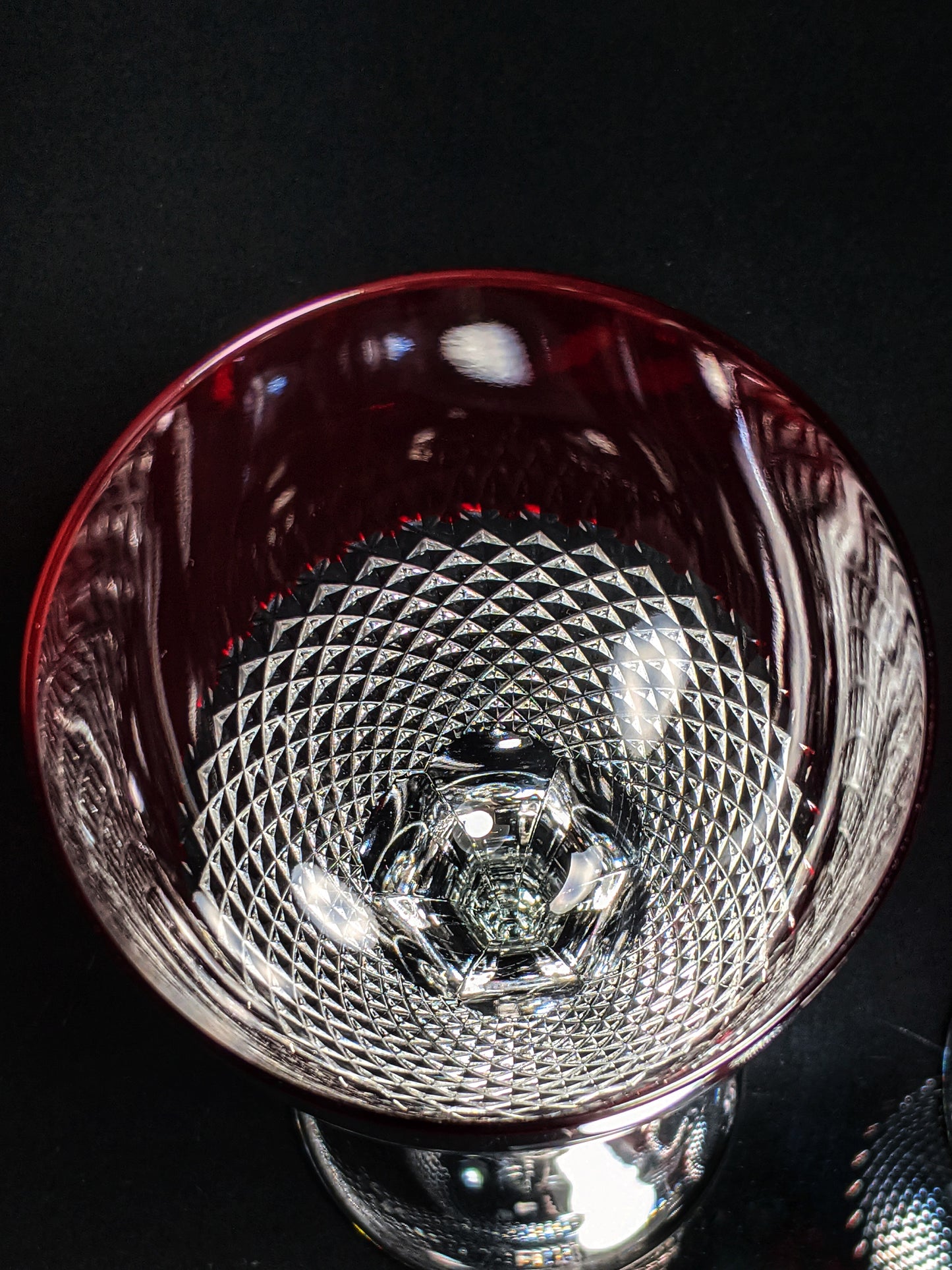 Faberge Crystal Red and Clear Goblets