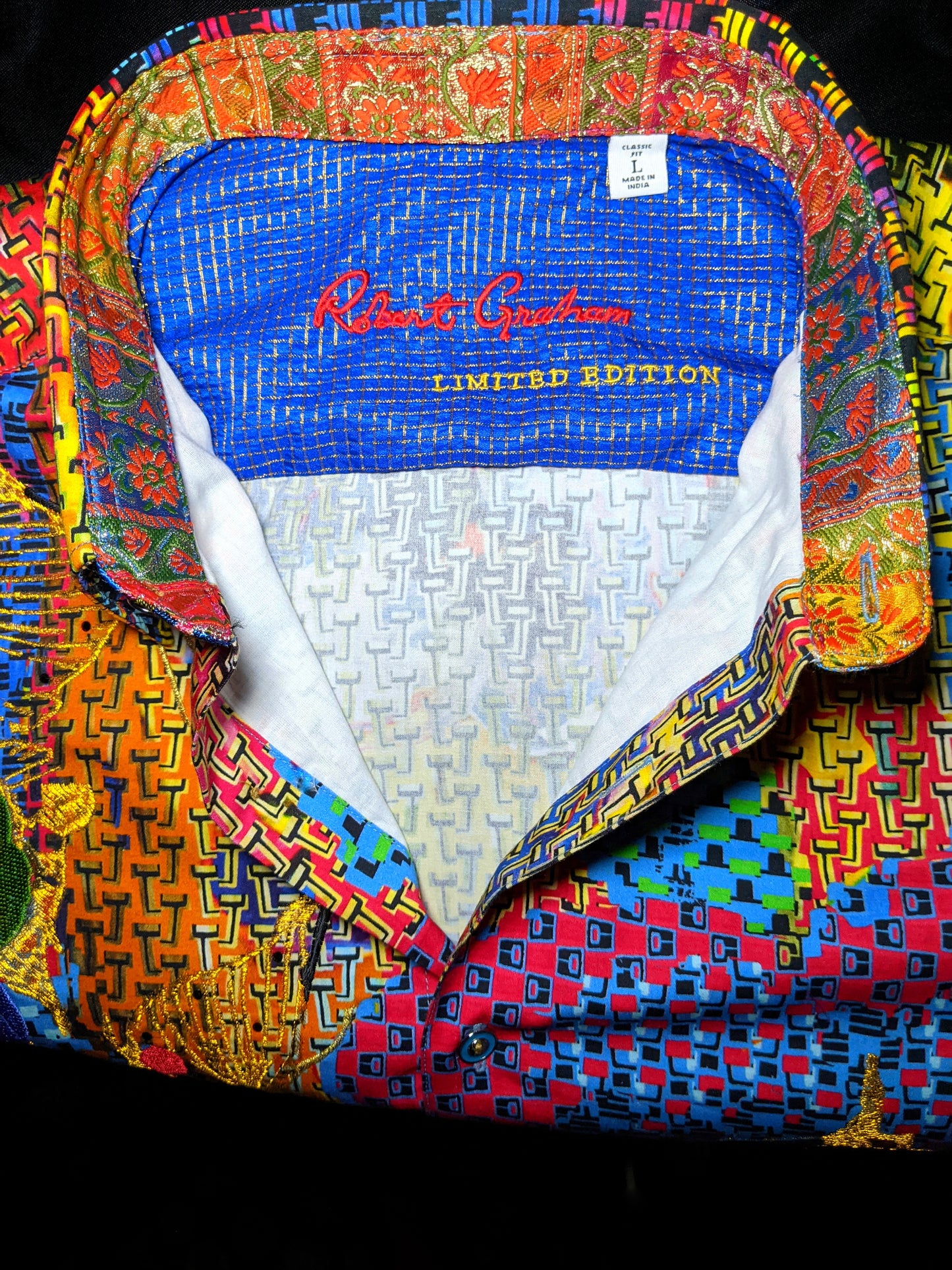 Robert Graham Hot Shot Embroidered Shirt L NEW