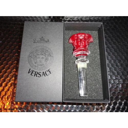 Versace Rosenthal Red Medusa Head Austria 24% Lead Crystal Bottle Stopper