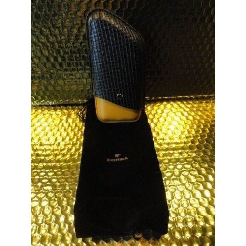 Black & Gold Leather Case holds 3 Robusto size