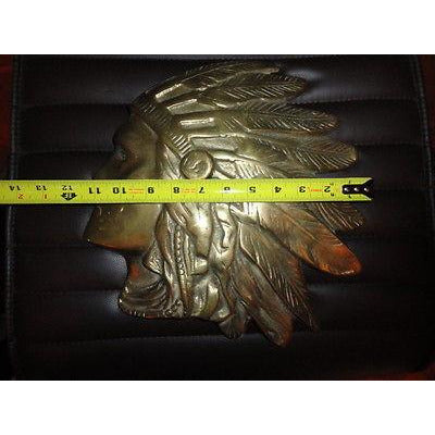 Brass Wall Plaque of Indian Chief Head