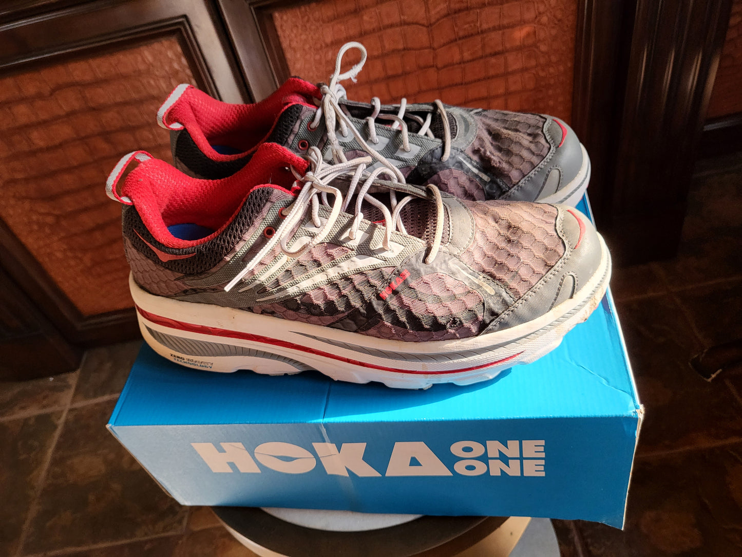 Hoka One One Men's Stinson 3 ATR Shoes 1008326 Grey / Orange Flash Size 14.5