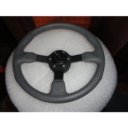 New Gussi Boat Steering Wheel M521 Grey Urethane Black Spoke & Black Hub Adaptor