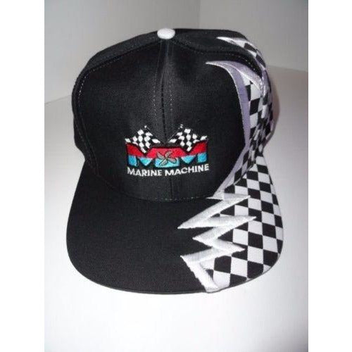 Marine Machine embroidered black baseball cap with checkered Flag