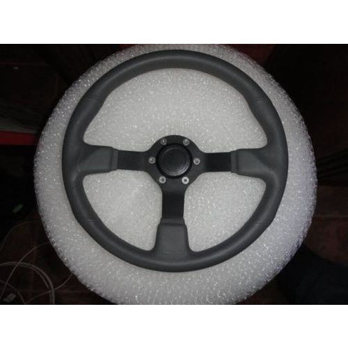 Gussi Boat Steering Wheel M521 Grey Urethane Black Spoke & Polished Alum Hub