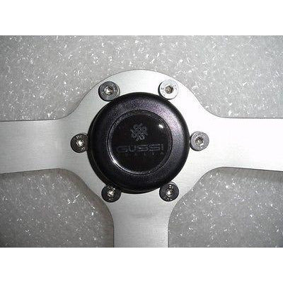 Gussi Boat Steering Wheel Black Carbon Look with Brushed Spoke & Polished Adapt