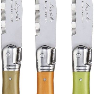Laguiole Natura 6 Steak Knife Set & Wood Tray