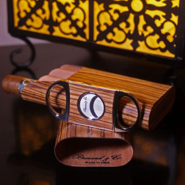 Brizard and Co. Double Guillotine Series 2 Cutter - Zebrawood and Black Leather