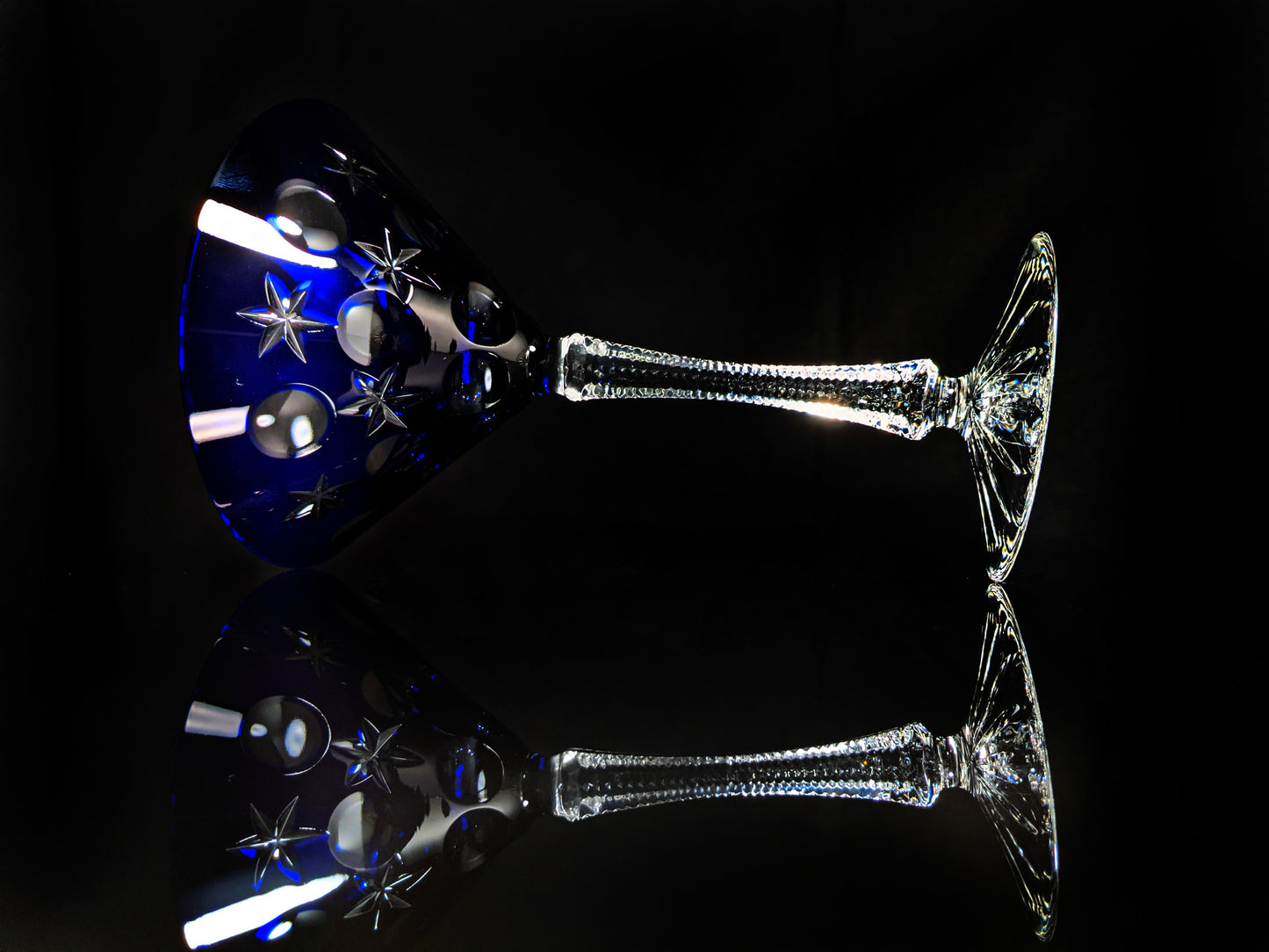 Faberge Na Zdorovye Cobalt Blue Crystal Martini Glass
