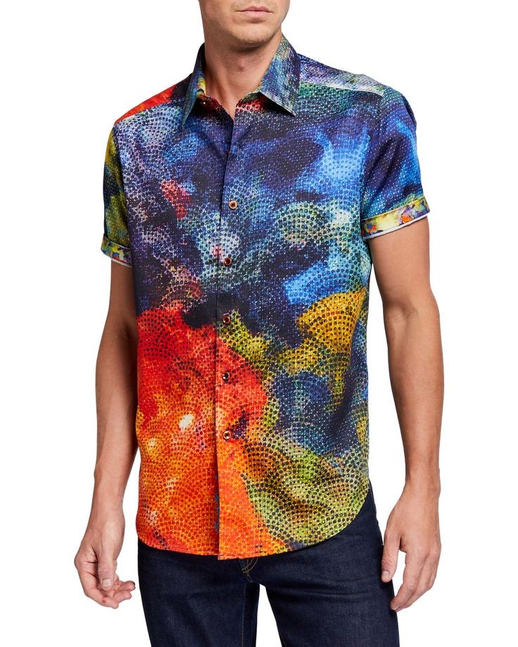 Robert Graham Mabson Short Sleeve Shirt Size Large NWTS