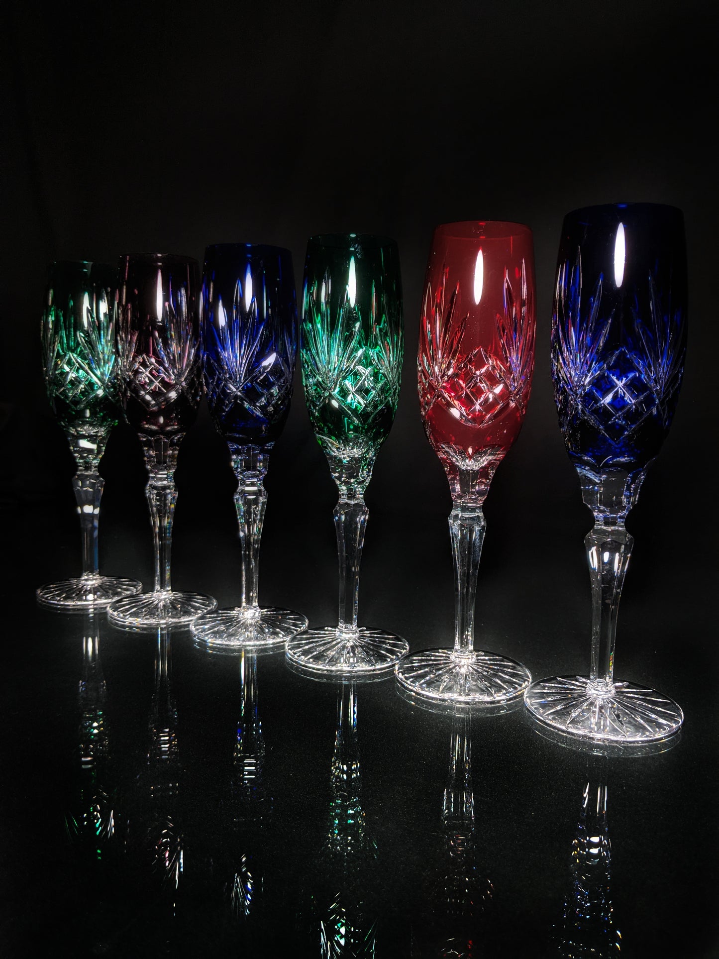 AJKA Colored Crystal Flutes