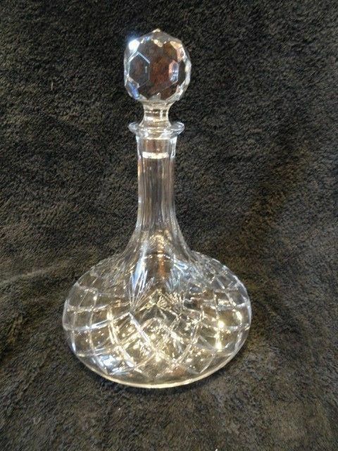 Cut Crystal 10.5" Ships Decanter with stopper no original box