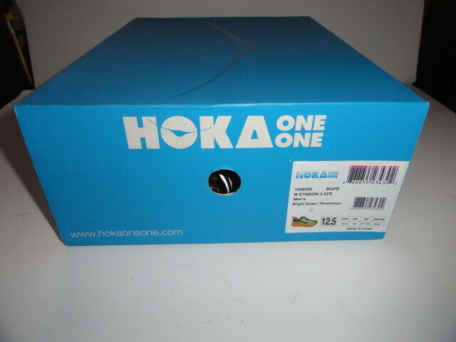 Hoka One One Mens Stinson 3 ATR Shoes 1008326 Bright Green / Persimmon 12.5