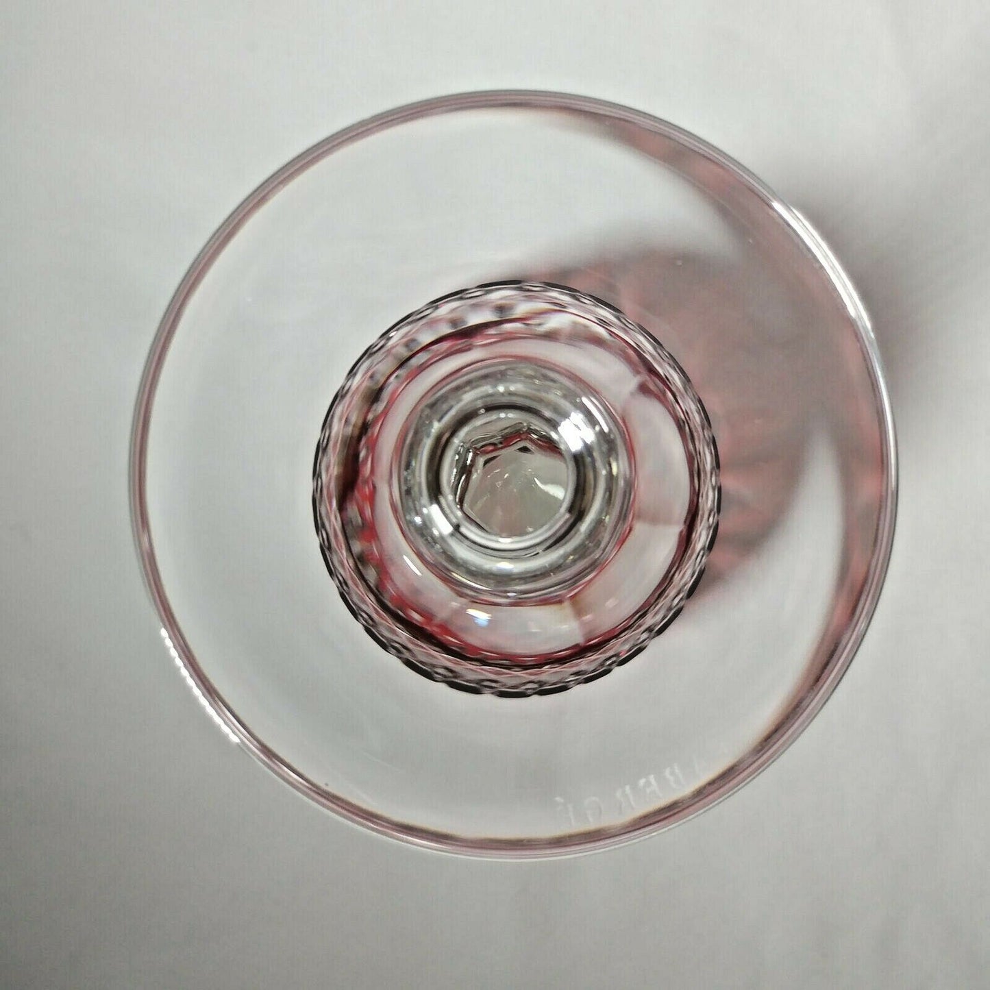 FABERGE XENIA IMPERIAL RED CASED CUT TO CLEAR CRYSTAL GOBLET | SINGLE