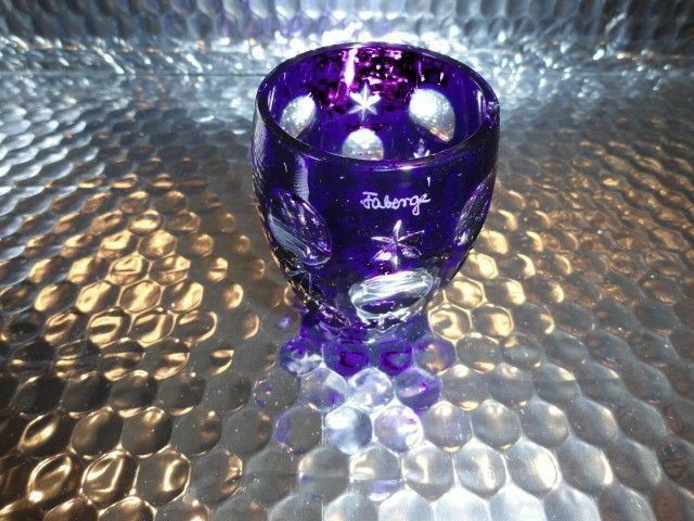 Faberge Na Zdorvye Galaxy Cobalt Blue Vodka Shot Glass etched by Faberge