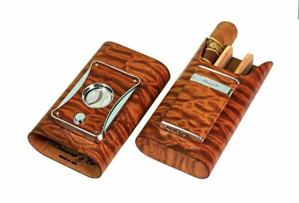 Brizard and Co. - "Show Band" 3 Cigar Case - Sapele Pommele