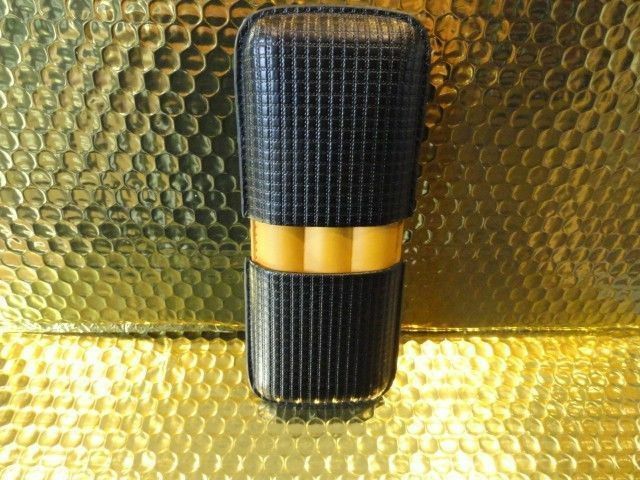 Black & Gold Leather Carrying Case