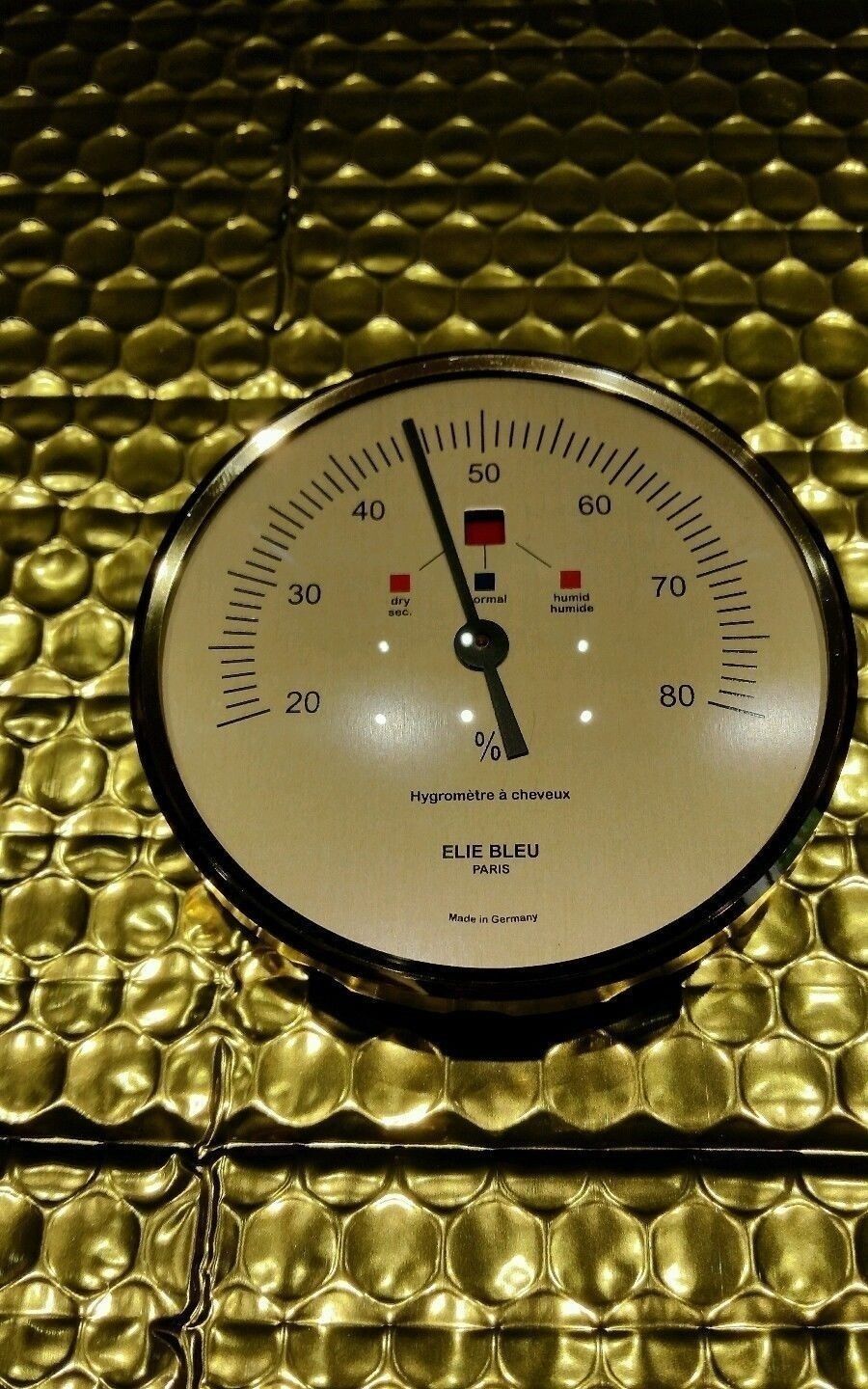 Elie Bleu Original Replacement Hygrometer 3.5 diameter Gold finish