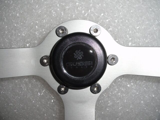 Gussi Boat Steering Wheel Black Carbon Look with Brushed Spoke & Polished Adapt