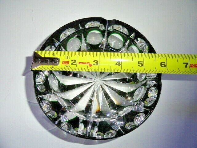 Saint-Louis Crystal Ashtray Emerald Green 6" diameter