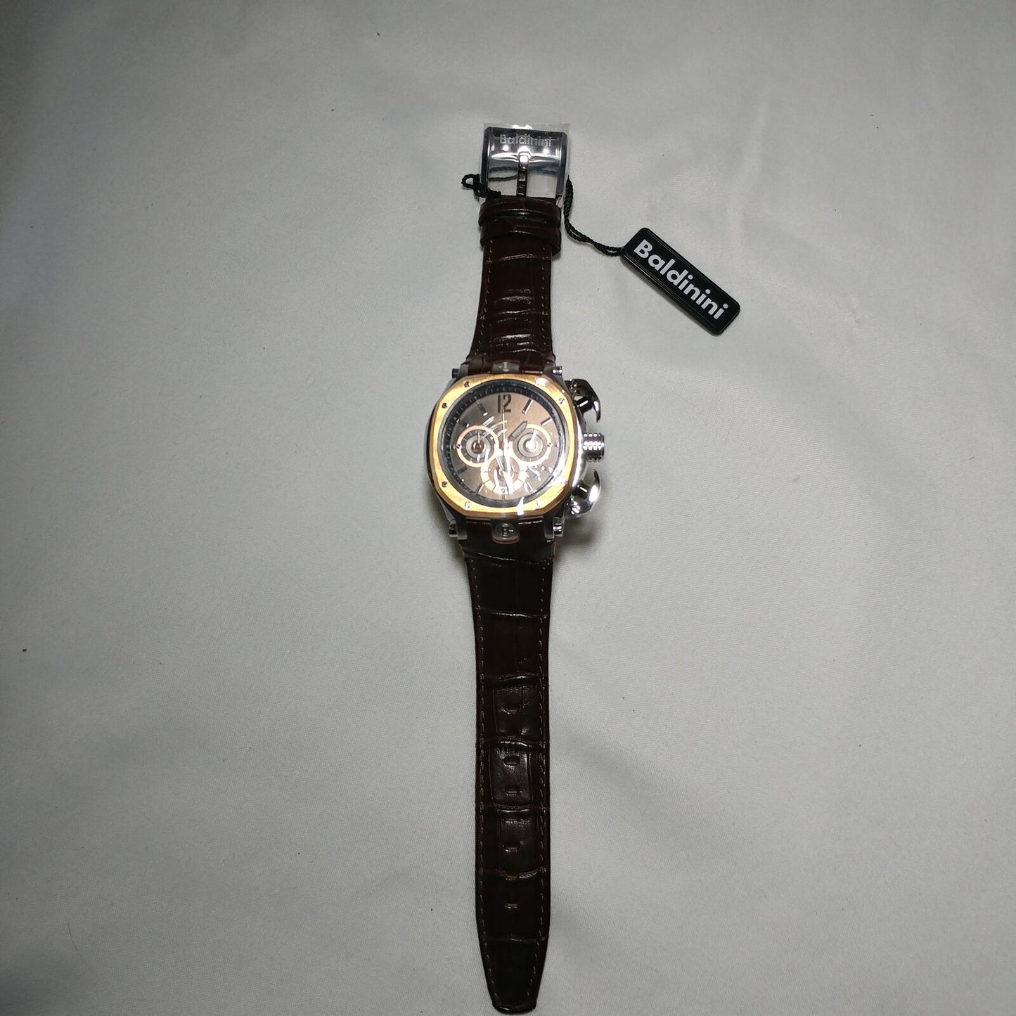 Baldinini | Men's Chronograph Leather Brown/Rose Gold Classy Watch | BD-34