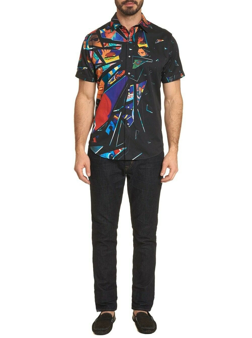 Robert Graham Shattered Sleeve Printed Sport Shirt Classic Fit medium