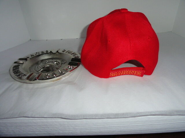 USMC Bulldog Embroidered Baseball Cap & USMC Bulldog Ashtray