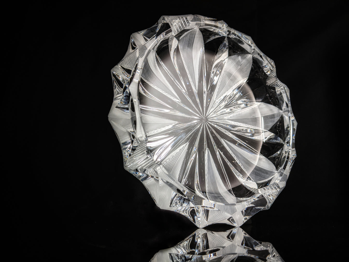 Cut Glass Round Ashtray 8" Diameter