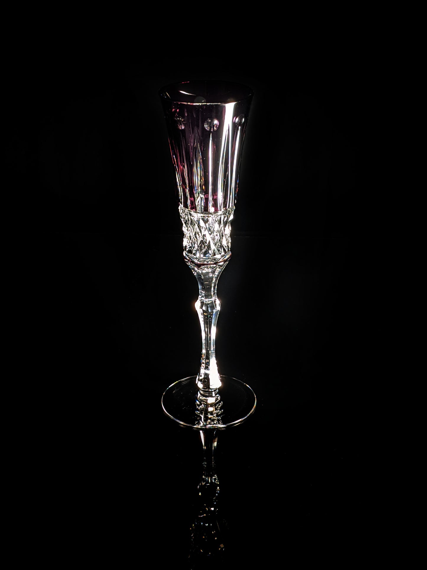 Faberge Xenia Purple Cut to Clear Crystal Flute