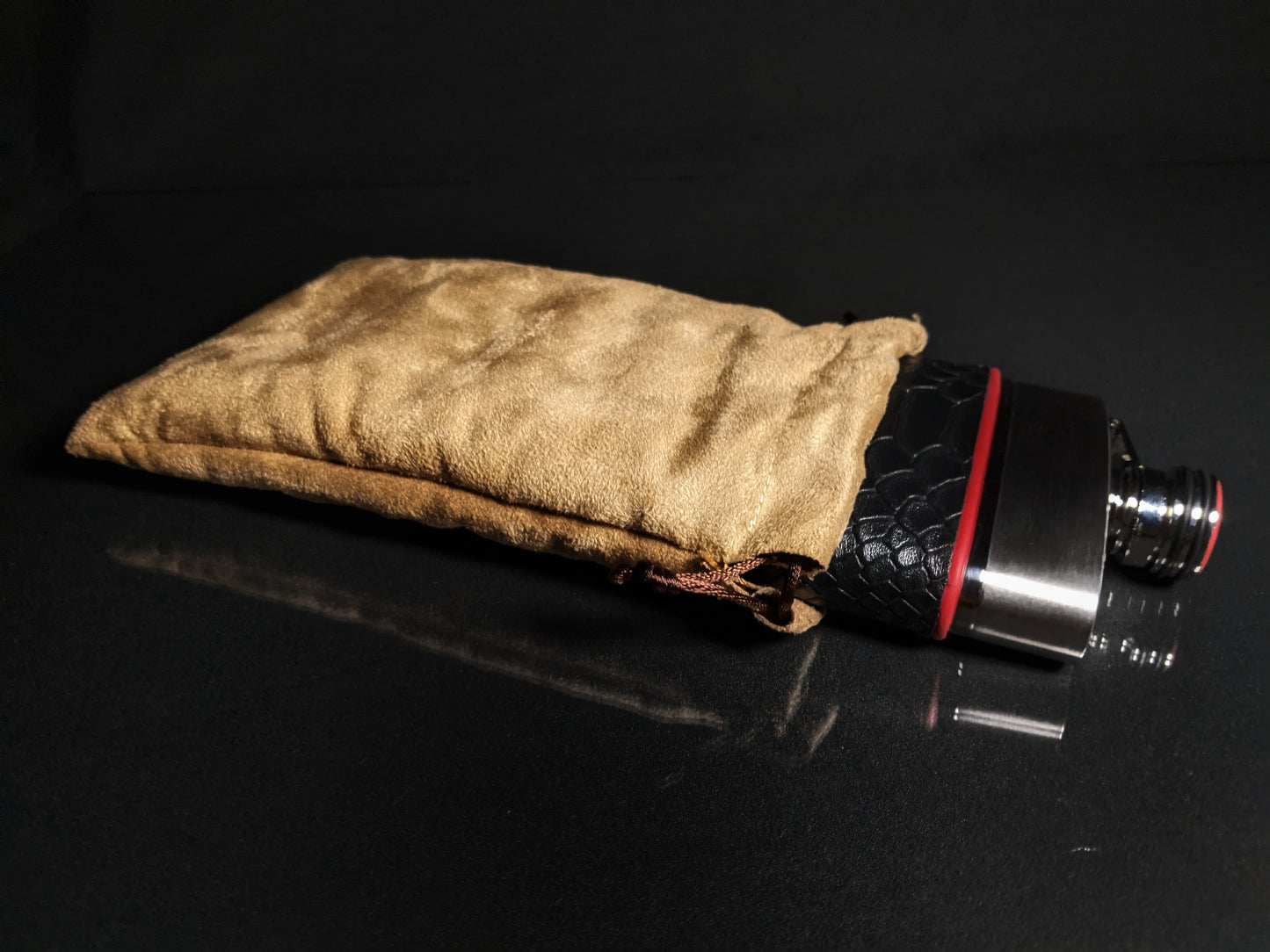 Brizard and Co. The 6 oz Flask - Black Python Leather and Racing Red