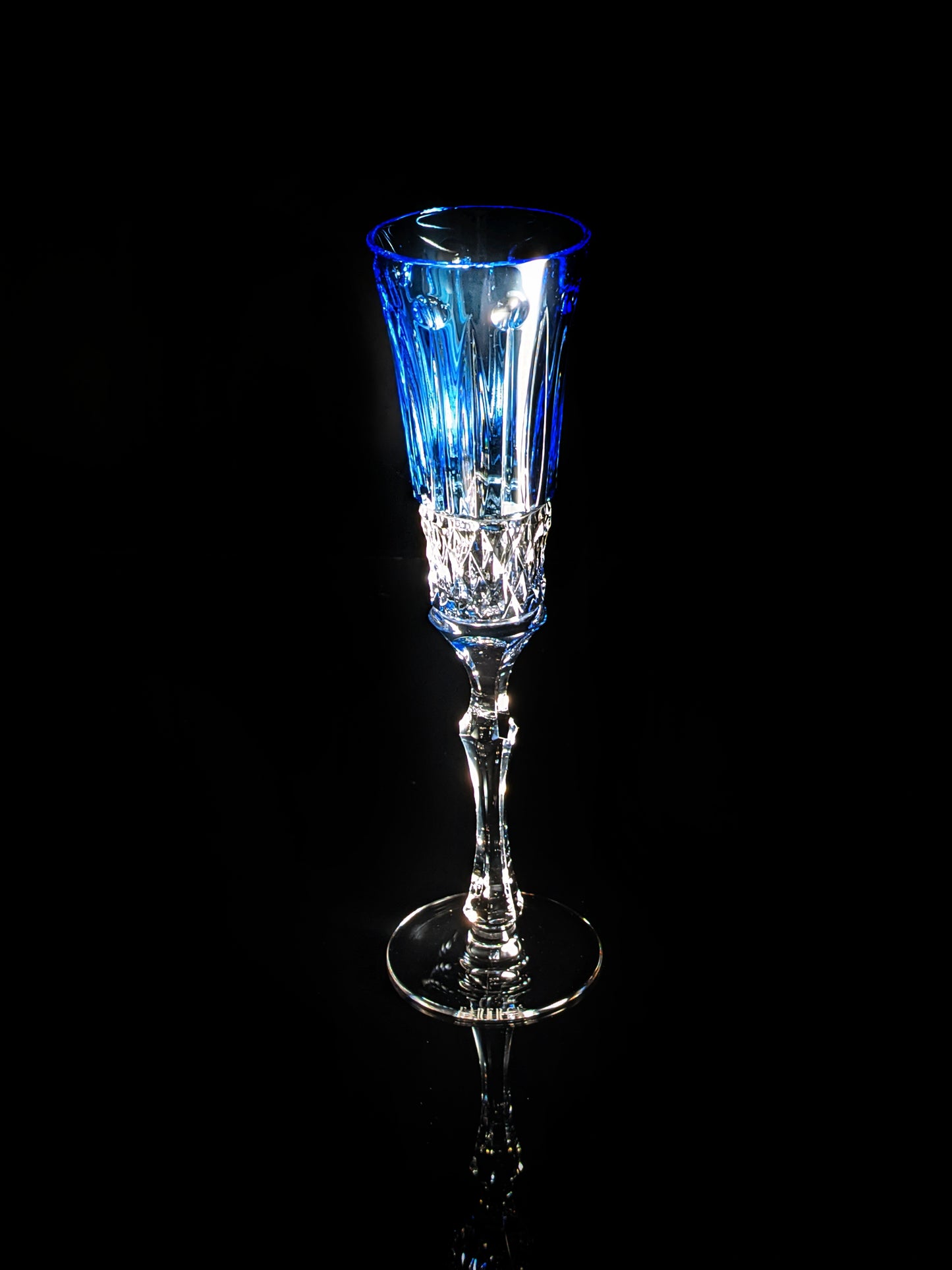 Faberge Xenia Sky Blue Cut to Clear Crystal Flute