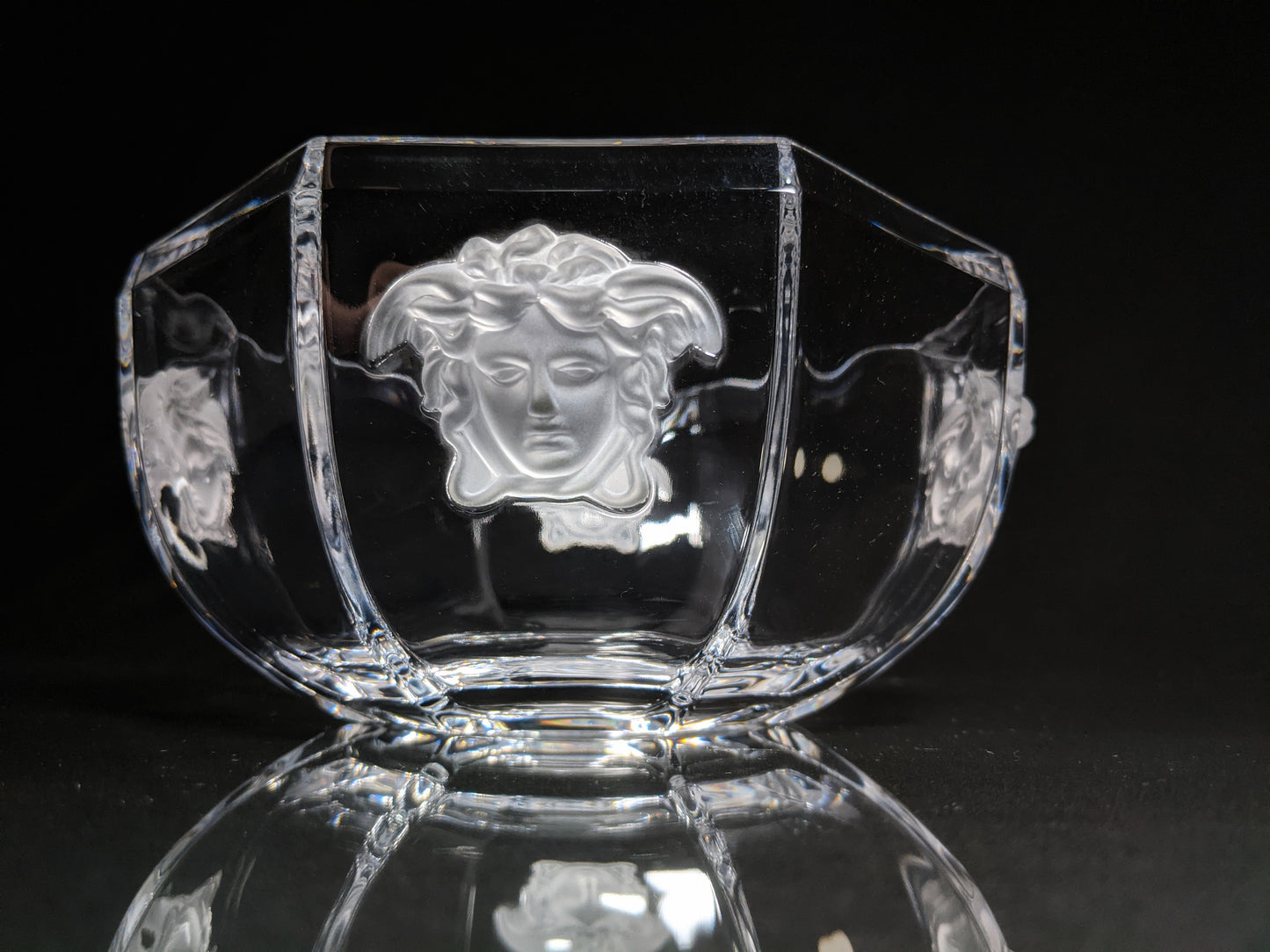 "VERSACE"BY ROSENTHAL, GERMANY  "MEDUSA LUMIERE" CRYSTAL BOWL, 7 INCH