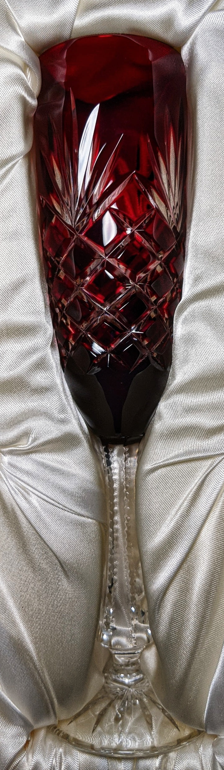 Faberge Odessa Ruby Red Crystal Colored Champagne Flute