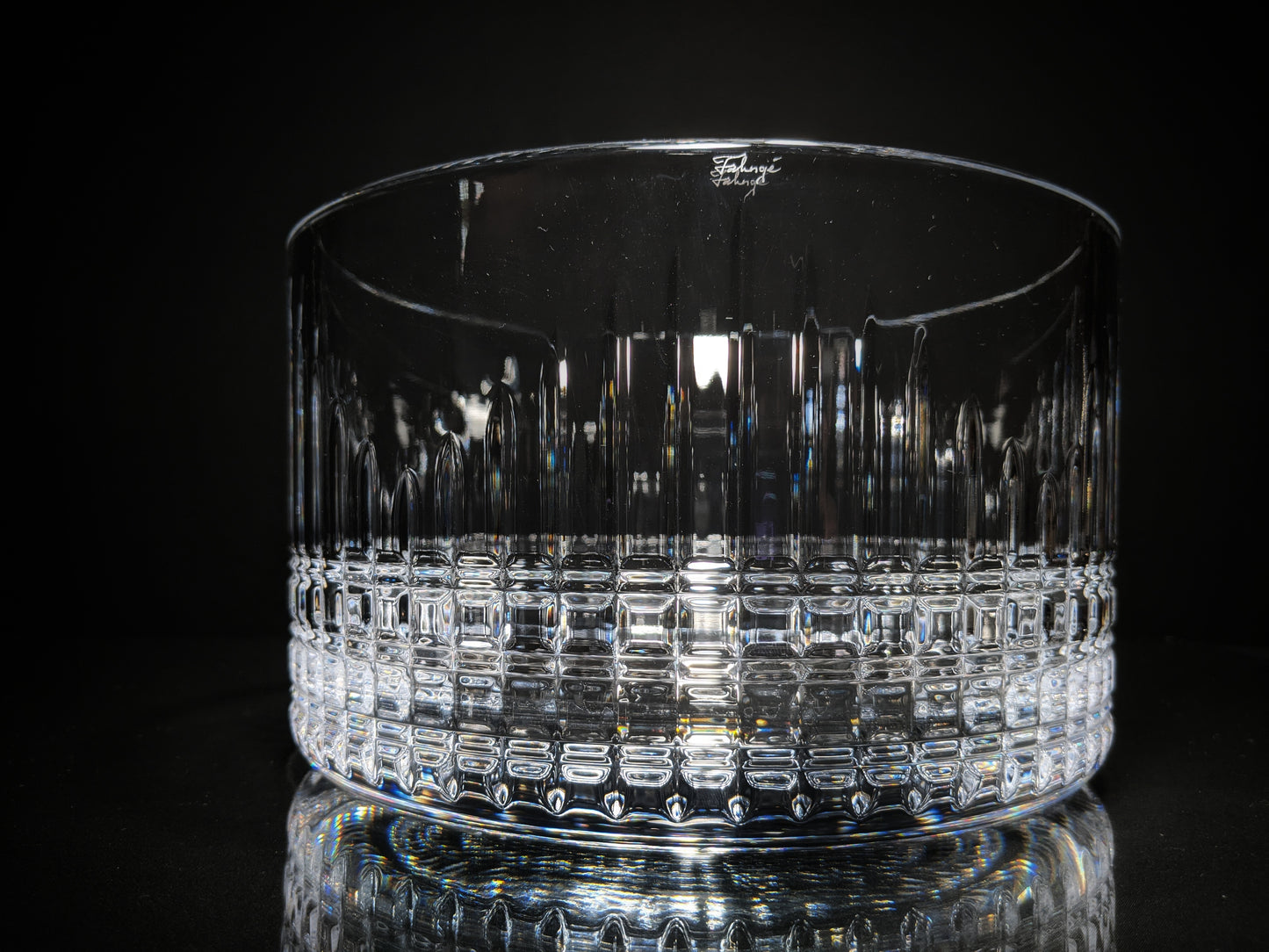 FABERGE BOWL 8.75" CLEAR CUT CRYSTAL, SIGNED, NEW IN ORIGINAL BOX