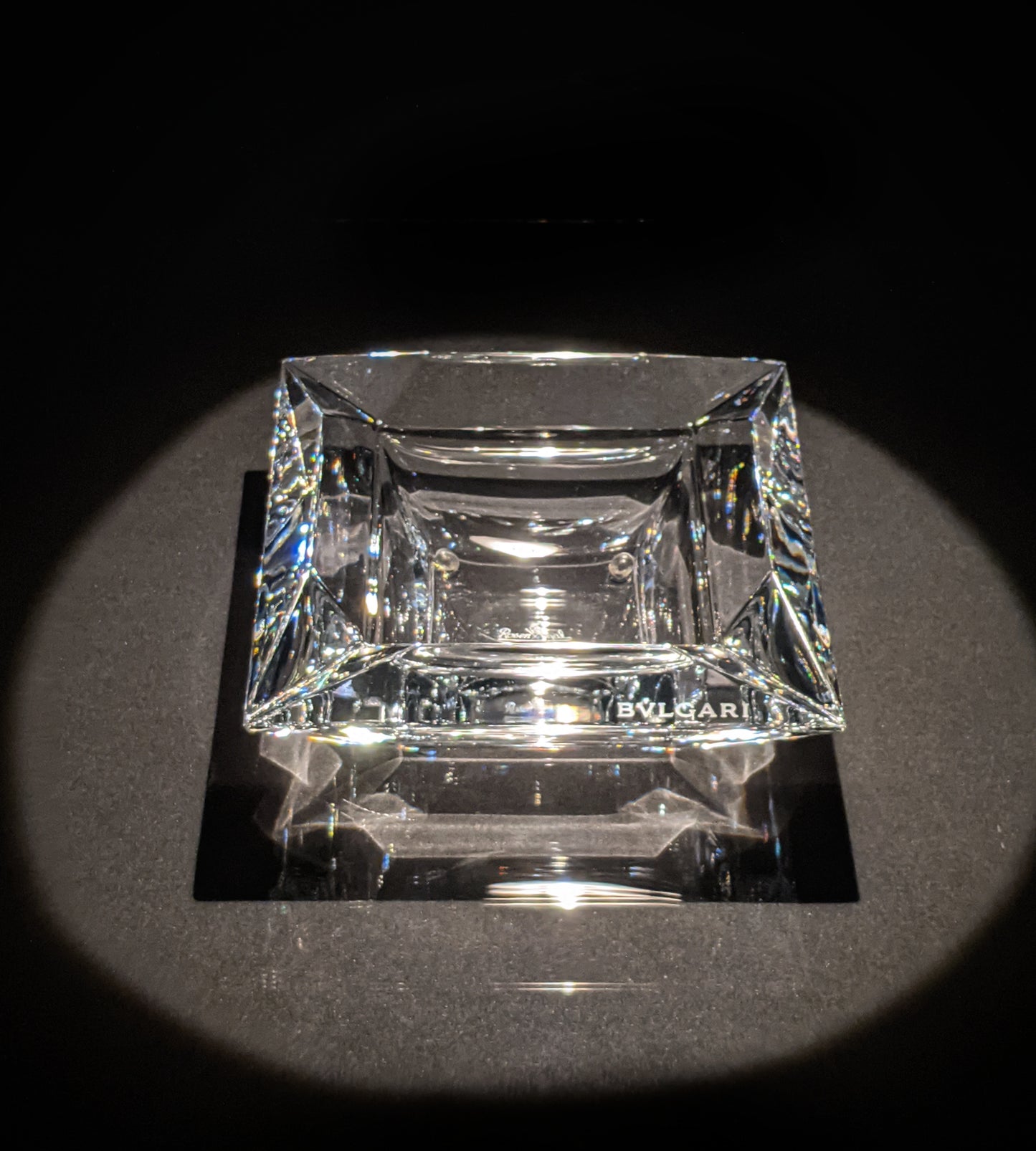 Bvlgari Crystal Ashtray by Rosenthal measures 5.5" x 5.5" square