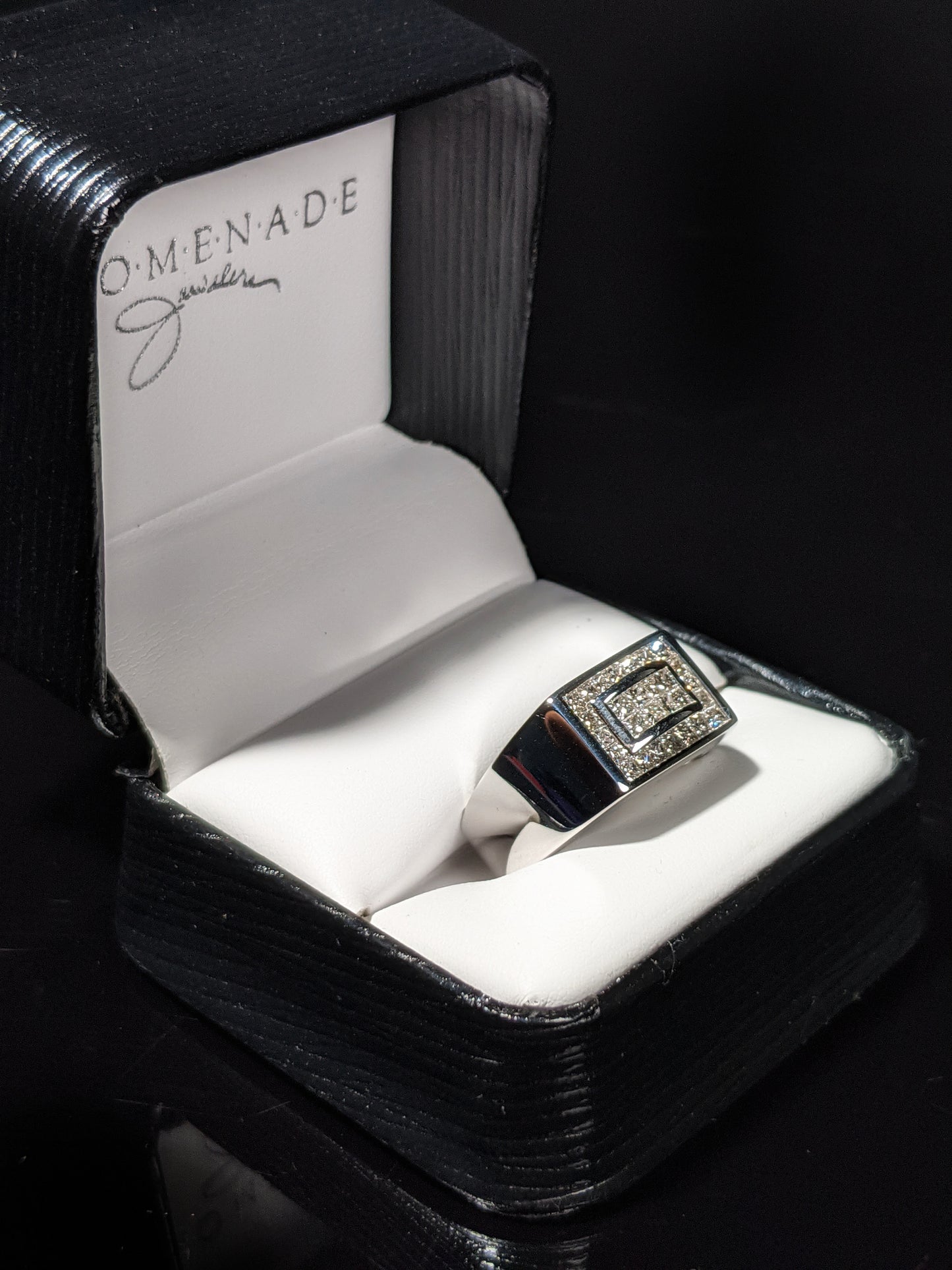 18K White Gold Diamond Pinky Ring Size 8.5