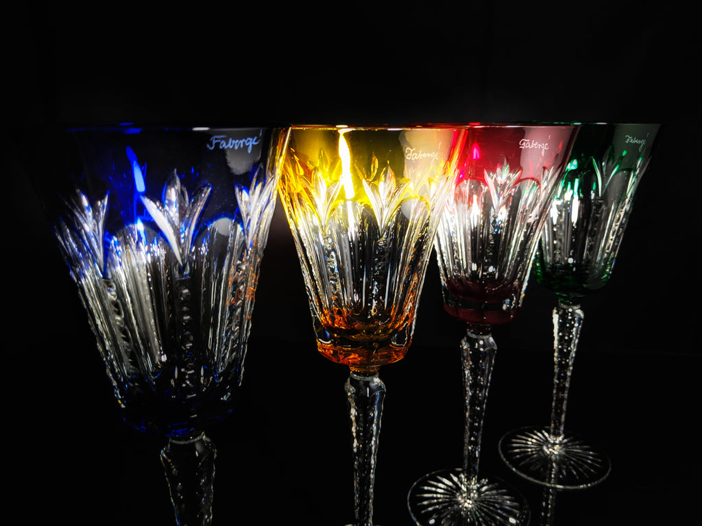 Faberge Grand Palais Crystal Colored Goblets NIB