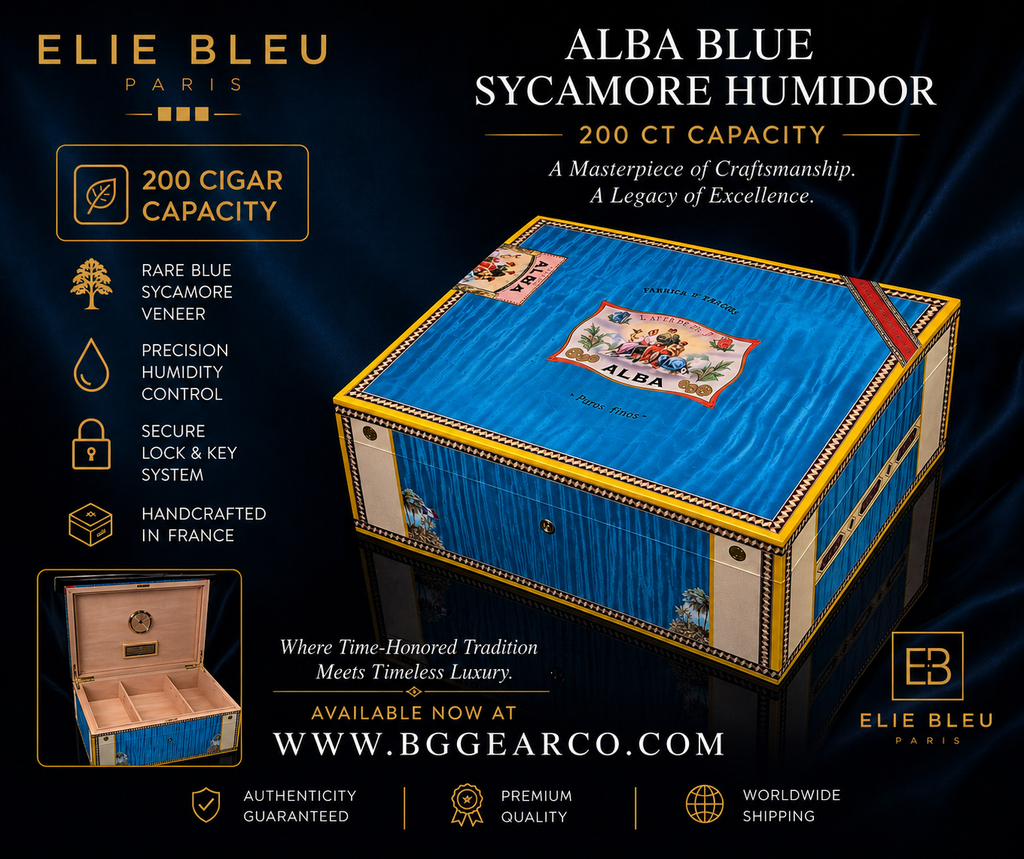 Elie Bleu Alba Blue Sycamore Humidor 200 ct.