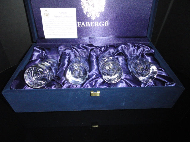 Faberge Clear Crystal Shot Glasses Set of 4 without box